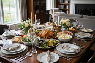 Table with food and placement on the table 